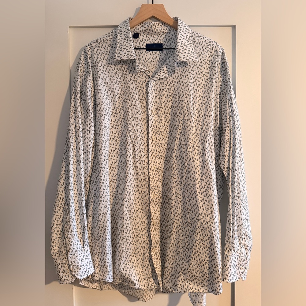 David Donahue Floral Micro-Print Dress Shirt - Men’s Size 2XL